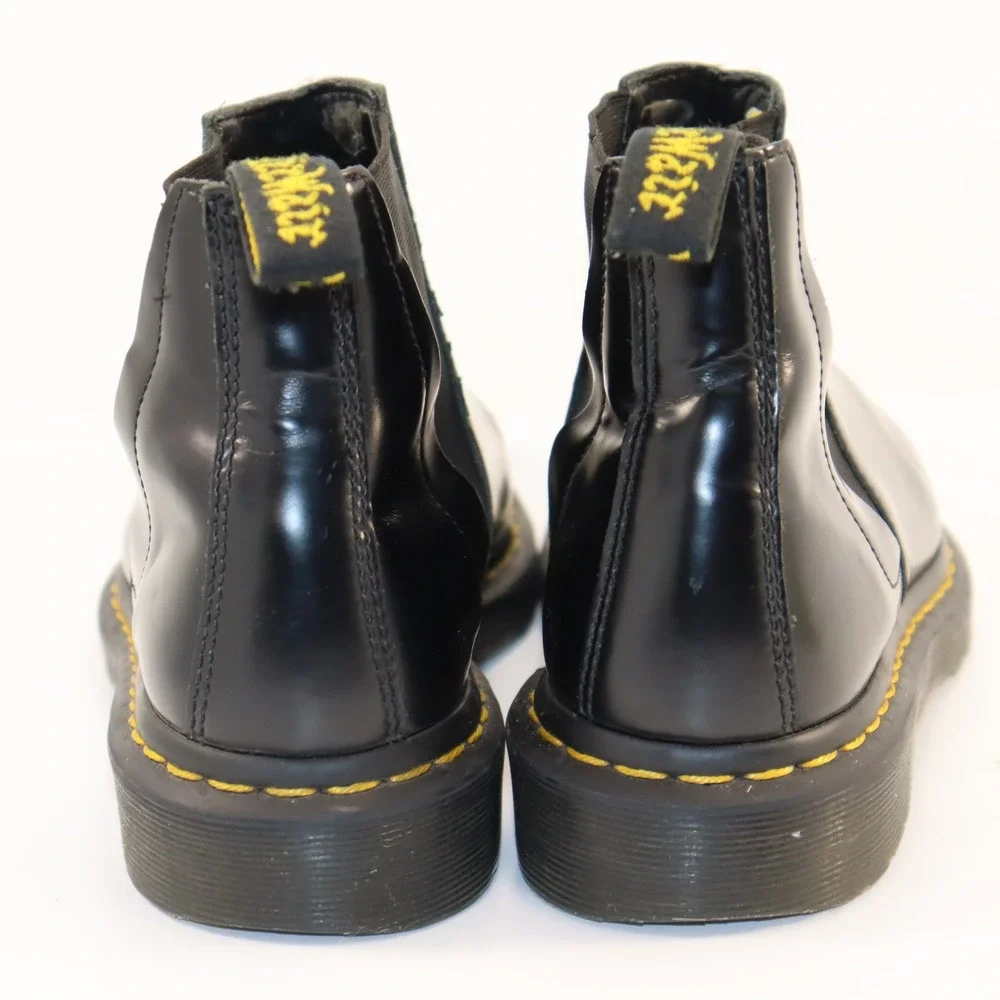 Dr. Martens Flora Chelsea Boots‎ Women Size 8 Black Polished Leather Almond Toe